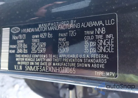 2022 Hyundai Tucson Sel z USA, uszkodzony, nr VIN 5NMJF3AEXNH071065